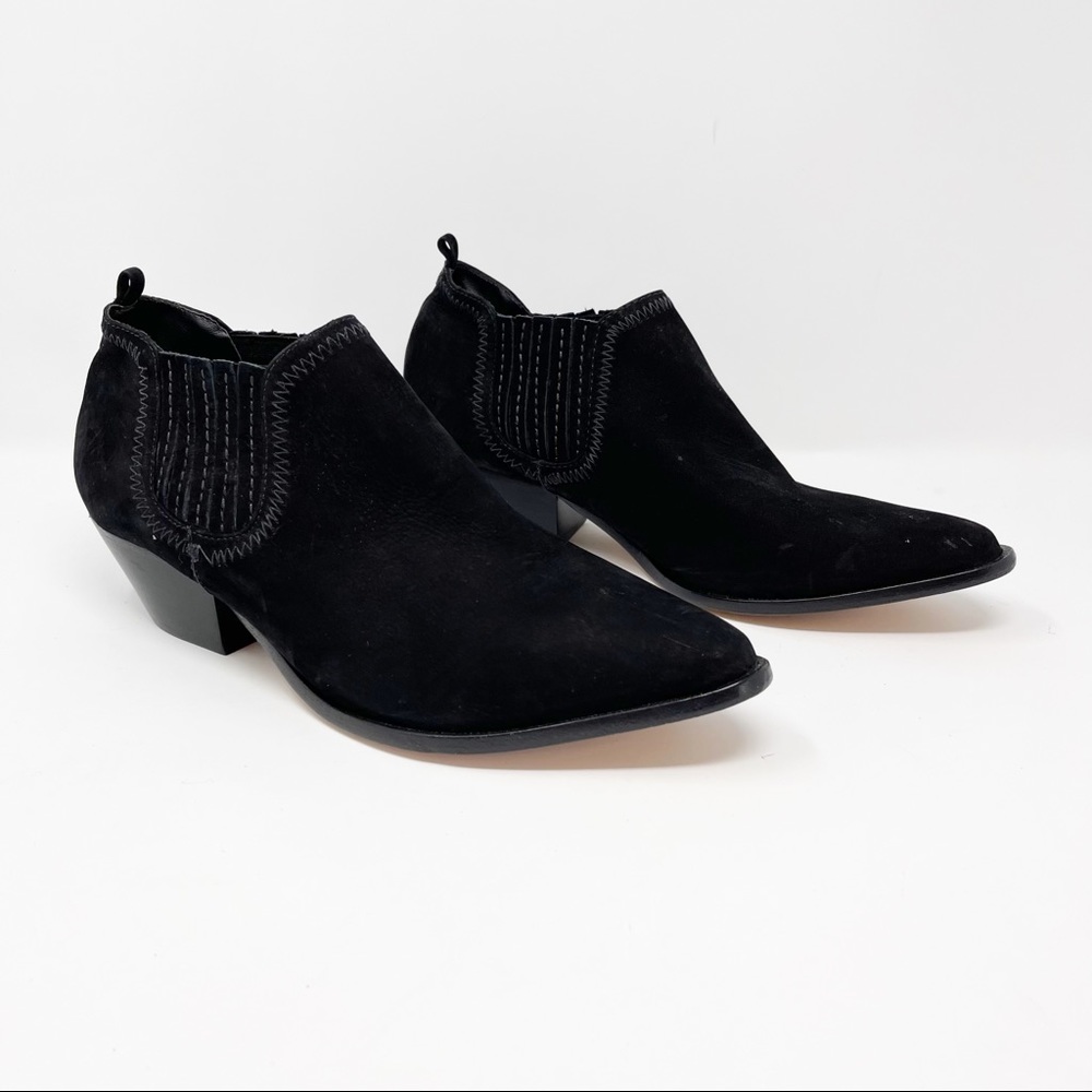 SCHUTZ Black Suede Cowgirl Western Booties 10.5